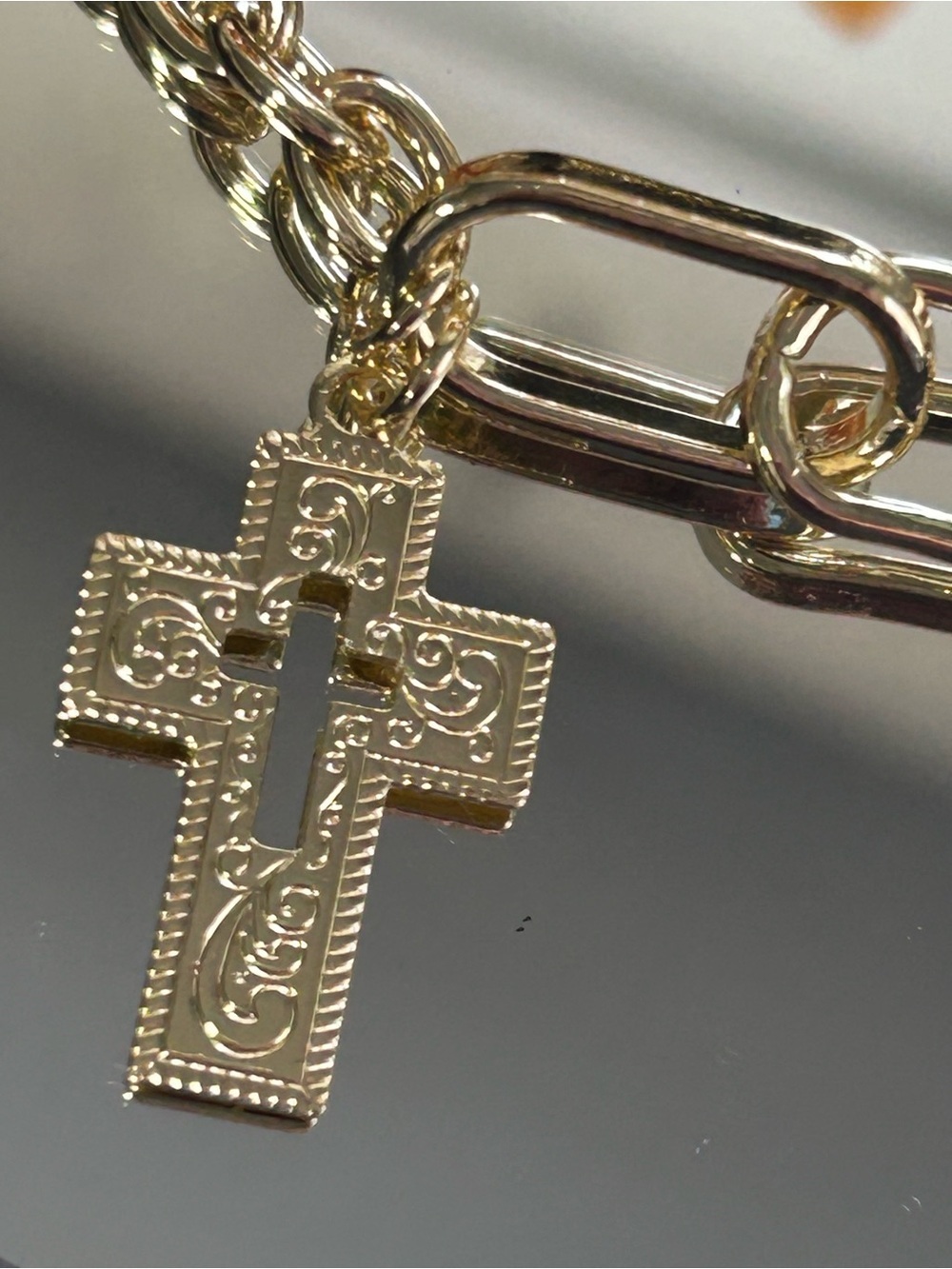 Bracelet with cross charms/Laminated gold- Women’s Jewelry